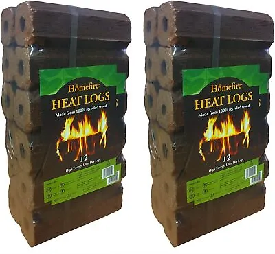 Homefire High Energy Ultra Dry Heat Logs Open Fire Log Eco Wood Fuel (24 Heat Lo • £31.99