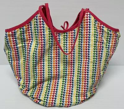 Target Cotton Shoulder Bag Beach LARGE Tote Multi Color Heart Boho Tie Close • $9.95