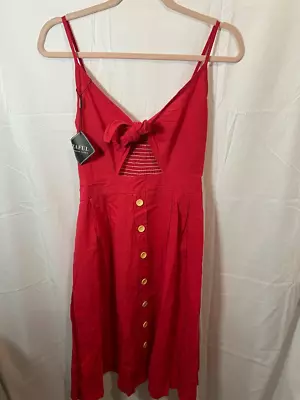 Zaful Dress Womens Medium Red Micro Front Tie V Neck Spaghetti Strap New. • $8.90