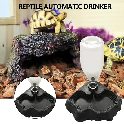 Turtle Foods Feeding Water Bowl Reptiles Feeders Waterer For Amphibians Frogs • $13.73