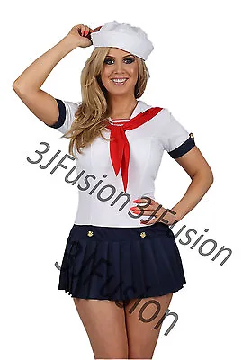 Ladies Sailor Girl Fancy Dress Costume Nautical Outfit Hen Party FREE POST (AJ) • £15