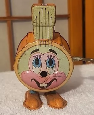 Vintage 1960s Marx Tin Wind-Up Tun-E-Kins Hopping Bittie Banjo Works Toy *NR* • $20