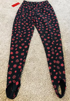 Vintage NWT Amanda Smith Sport Stirrup Pants Black Red Winter Snowflake (A12) • $36.99