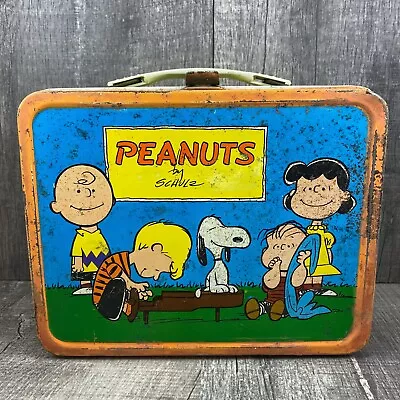 Vintage 1959 PEANUTS Comic Strip Charlie Brown Snoopy Metal Lunch Box No Thermos • $29.95