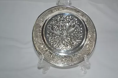 Vintage Hand-Wrought 800 Silver (80% Silver) Round Repousse Bowl With Birds • $150