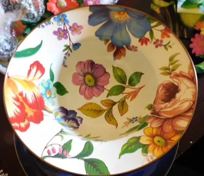 Mackenzie-child's  White Flower Market Enamel Large Serving Bowlnew • $82.50