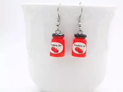 New Strawberry Jam Earrings - Food Themed Jewelry - Gift For Chef Line Cook • $13.99