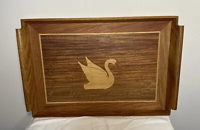 Wood Inlay Swan Marquetry Serving Tray Philippines 18” X 12.5” • $22