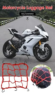 Motorcycle Helmet Mesh Cargo Net Tie Down Adjustable Luggage Bungee Cord 30*30CM • $6.99