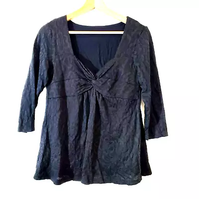 Miraclebody Miraclesuit Black Lace 3/4 Sleeves Slimming VNeck Knot Overlay S/M • $10