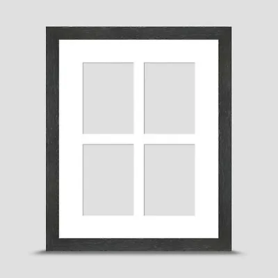 Grey Photo Frame 10x8 Inch Inc ICE WHITE Mount For Four 3.5x2.5 ACEO ART PRINT • £18.45