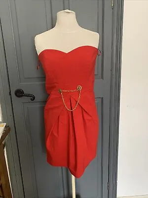 Cotton Club Mini Strapless Dress Red Bodycon - Size 12 - BNWT • £7