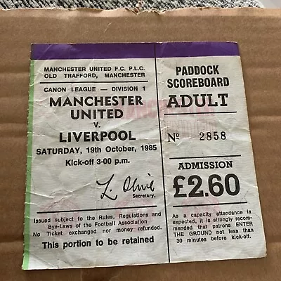 £0.99 • Buy Manchester United V Liverpool Ticket - League 19th October 1985 (Double Winners)
