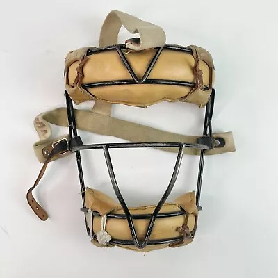 Vintage 1950’s Rawlings SB Vintage Baseball Catchers Mask Leather And Metal • $29.87