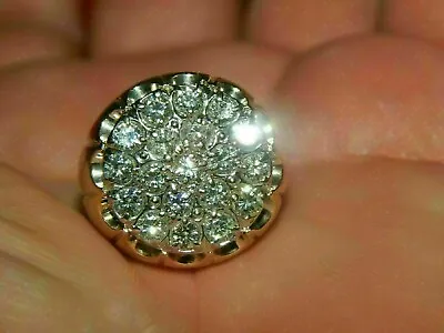 2.00Ct Round Simulated Diamond Cluster Wedding Men's Ring 925 Silver Gold Plated • $127.53