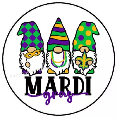 Mardi Gras Gnomes Envelope Seals Labels Stickers Party Favors • $1.99