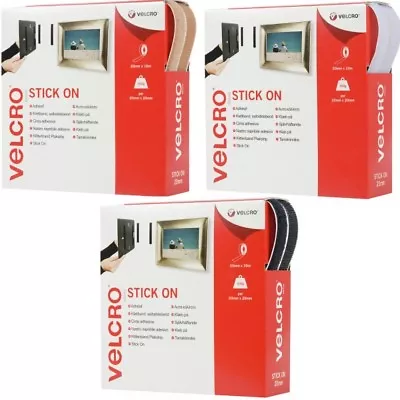 VELCRO® Brand 1m X 20mm Stick On Hook & Loop Tape White BlackEcru • £4.90