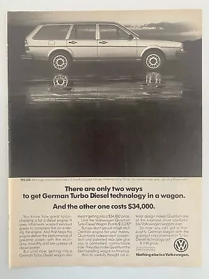 Volkswagen Quantum Turbo Diesel Wagon Vintage 1983 Print Ad • $5.90