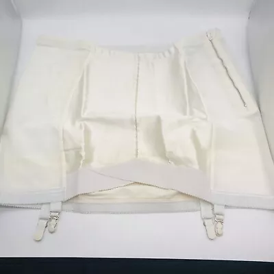 VTG Crown Foundations Satin Panel Open Bottom Girdle 4 Garter Side Zip 44/7X • $132.48