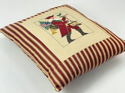 Vintage Christmas Holiday Patriotic Santa Needlepoint Pillow & Sham 11  Decor • $41.64