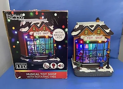 Musical Light Up Christmas Toy Shop With Rotating Tree In Box - LED - The Range • £16.45