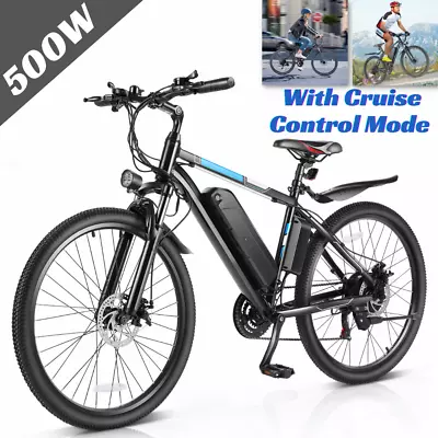 26in Electric Bike 500W 48V E-Bike Adults 21Speed Mountain Bicycle W/Cruise Mode • $516.99