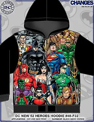 Dc Comics 52 Heroes Flash Superman Aqua Man Batman Sublimation Zip Up Hoodie • $87.45