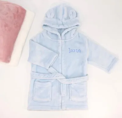 Lobeko Personalised Baby Dressing Gown - Hooded Bath Robe With Ears - Baby Bath • £12.95