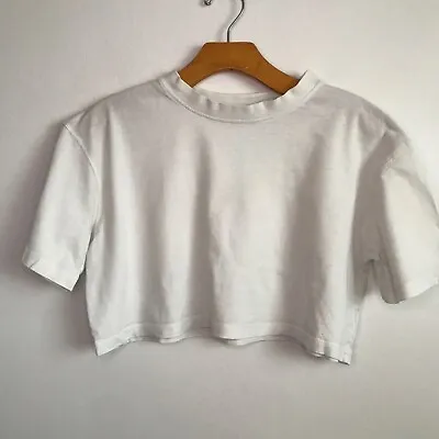 Zara Small Crop Tee T Shirt White Boxy Short Sleeve Crewneck Pullover Casual Top • $5