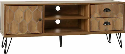 1 Door 2 Drawer Medium Oak Effect TV Unit L130cm X D39.5cm X H50.5cm QUE • £179