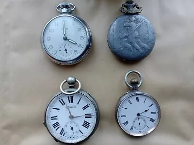 Job Lot Pocket Watch Inc Railway Time  Keeper. Nickel Case+ Smiths. Qty 4.  • £9.99