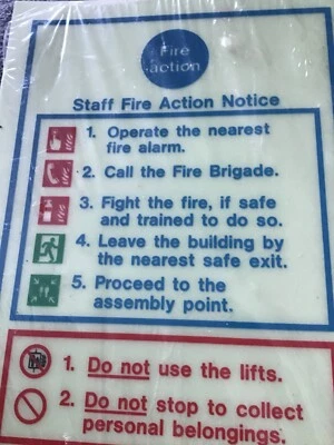 £3.95 • Buy Fire Action Notice Illuminous Signs  New In Pack