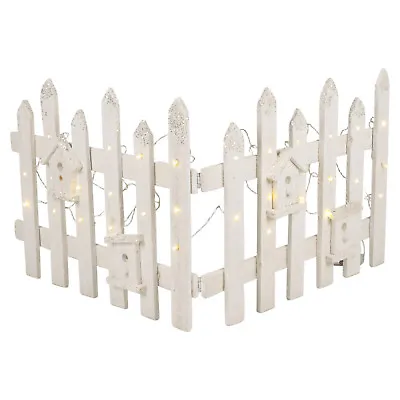 Rustic Wooden Snow Fence 30 LED Lights Christmas Xmas Tree Skirt Stand Cover NEW • £34.99