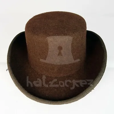 CLASSIC Wool Felt Mini Top Hat Women Fascinator Coachman Topper Wedding | Brown • $18.02