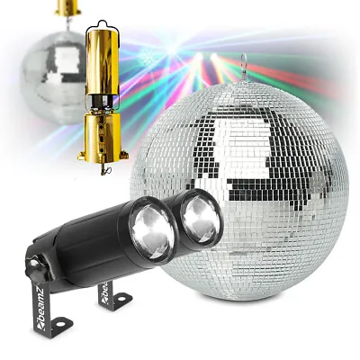 Battery Powered Glitter Mirror Ball 12  Spot Lights Wedding Disco PS6WB G007NWG • £97.99