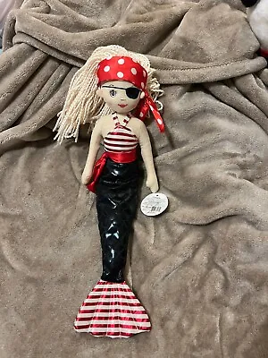 Ganz SHELLY Pirate Mermaid Shimmer Cove Plush Doll Black Tail Eyepatch 18” • $10.37