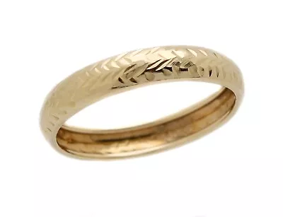 Textured Wedding Band 10K Yellow Gold 4mm Ring • $175