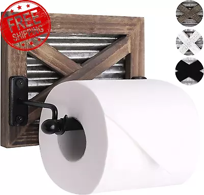 Rustic Farmhouse Toilet Paper Holder - Bathroom Country Decor Accessories With W • $37.80