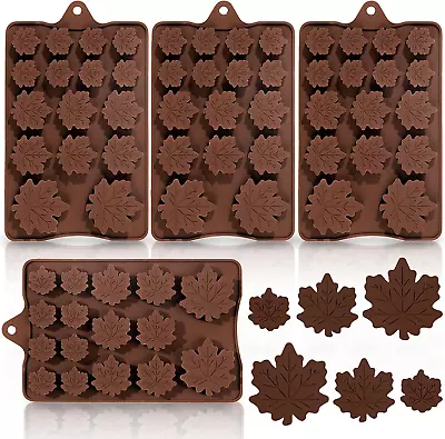 4 Pack Silicone Maple Leaves Mold 3 Size Autumn Fall Leaves Candy Chocolate Moul • $24.84