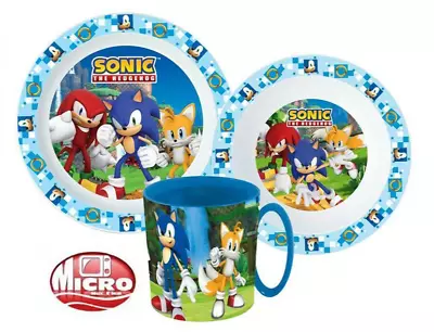 Sonic The Hedgehog Kids Childrens 3 Pc Dinner Breakfast Set Plate Bowl & Mug • £11.49
