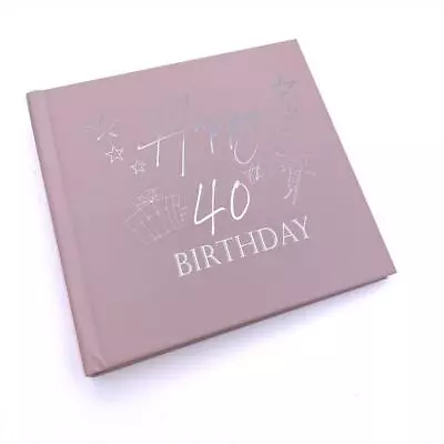 40th Birthday Gift For Her Pink Photo Album With Silver Present Script • £15.49