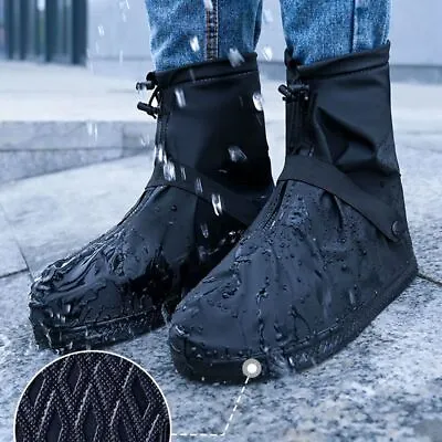 Boot Galoshes Reusable Waterproof Rainproof Shoes Cover Rain Shoe Cover Zipper • £13.75