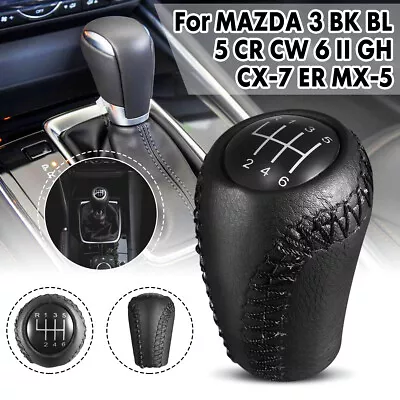 Universal Leather 6 Speed Car Gear Shift Knob Lever Shifter Stick Manual Black • $18.99