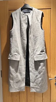 ZARA Grey Longline Wool Style Waistcoat Jacket Medium • £8