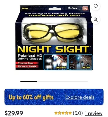 Night Sight Driving Glasses HD Sunglasses Polarized Anti Glare Night Vision  • $10