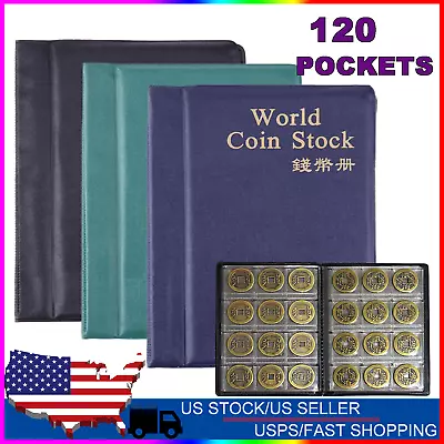 120 Coins Pockets Book Collecting Holder Money Storage Penny Collection Album • $8.99