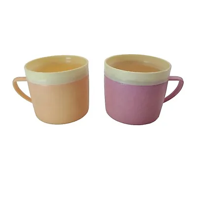 Vintage 1960's Bolero Therm-O-Ware Mugs Set Of 2 Coffee Tea Purple/ Orange • $8.99