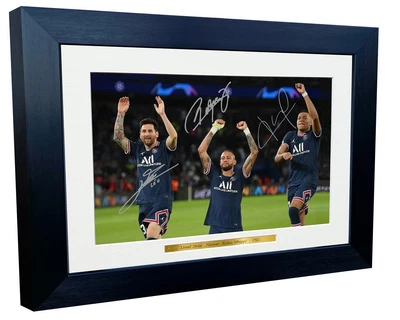 £25 • Buy Signed Messi Neymar Mbappe Paris PSG Autographed Photo Photograph Picture Frame