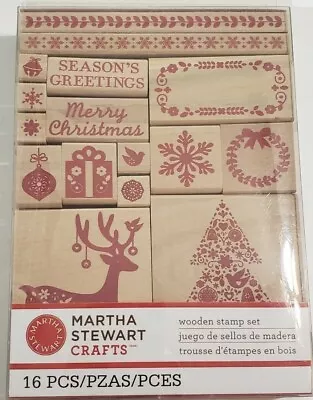 MARTHA STEWART CRAFTS CHRISTMAS WOOD STAMP SET Christmas Rubber Stamps • $9.99