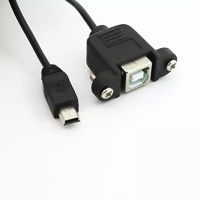 USB 2.0 B Female Panel Mount To Mini 5Pin Male Coiled Spiral Extension Cable 5FT • $3.99